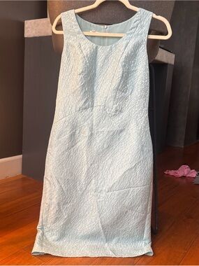 Giorgio Armani Pale Blue Textured Sleeveless Sheath Dress